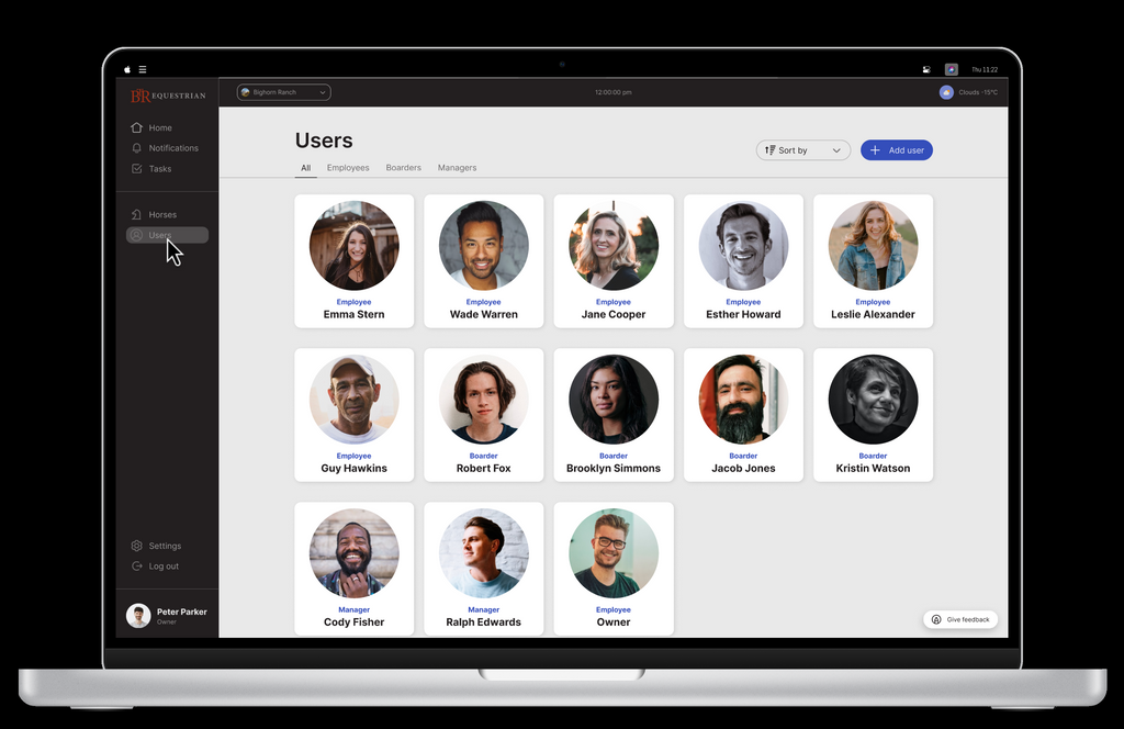 BTR App team and user management