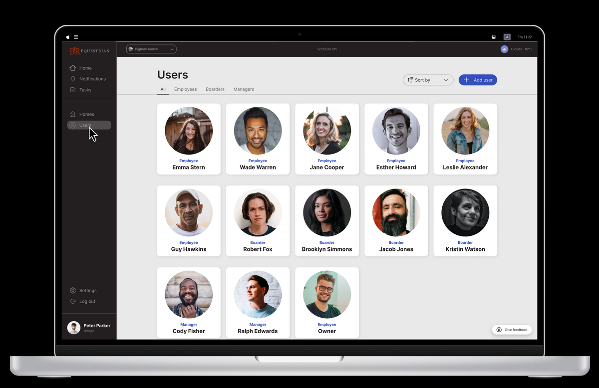 BTR App team and user management